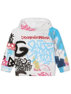 Kids graffiti-print cotton hoodie