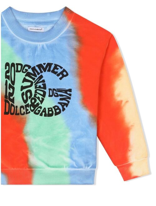 Dolce & Gabbana Kids logo-print tie-dye sweatshirt