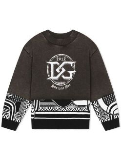 Kids patchwork logo-print sweatshirt