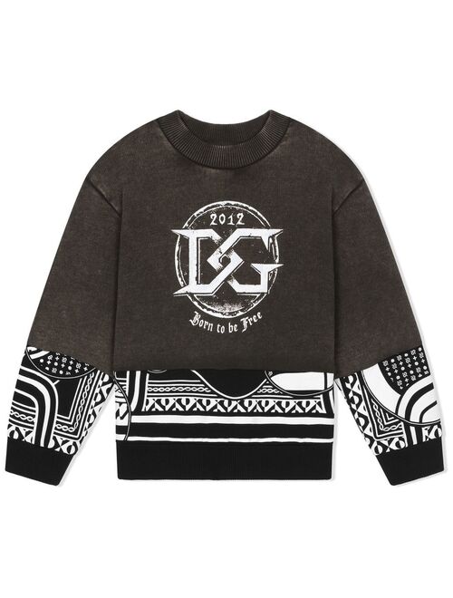Dolce & Gabbana Kids patchwork logo-print sweatshirt