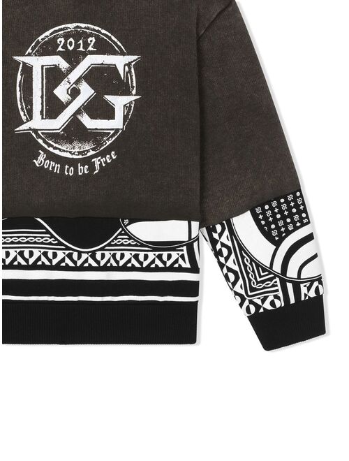 Dolce & Gabbana Kids patchwork logo-print sweatshirt