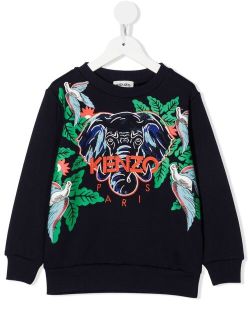 Kids Elephant-motif embroidered sweatshirt