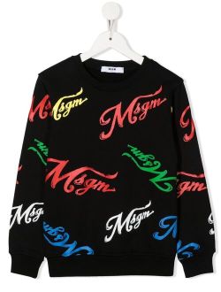 Kids rainbow logo-print sweatshirt