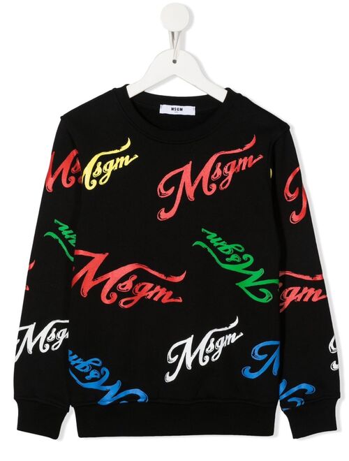 MSGM Kids rainbow logo-print sweatshirt