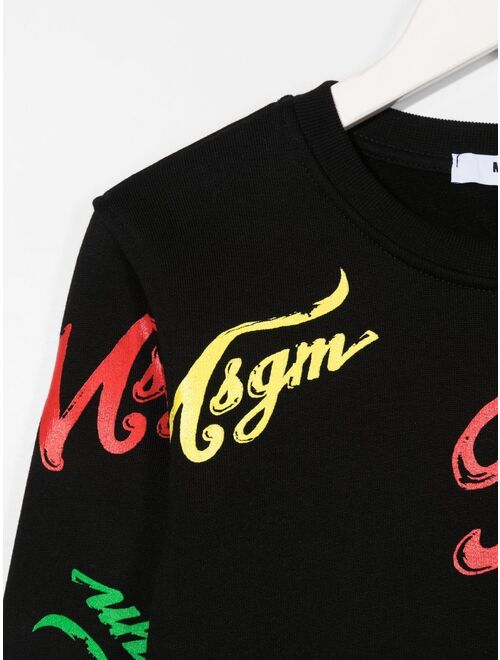 MSGM Kids rainbow logo-print sweatshirt