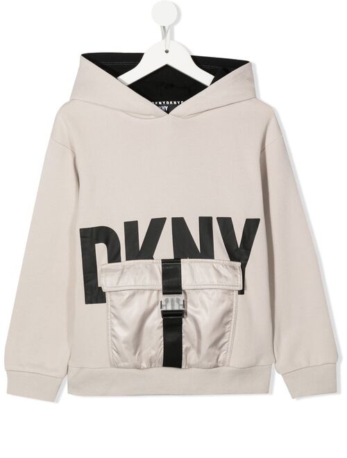 Dkny Kids logo-print pullover hoodie
