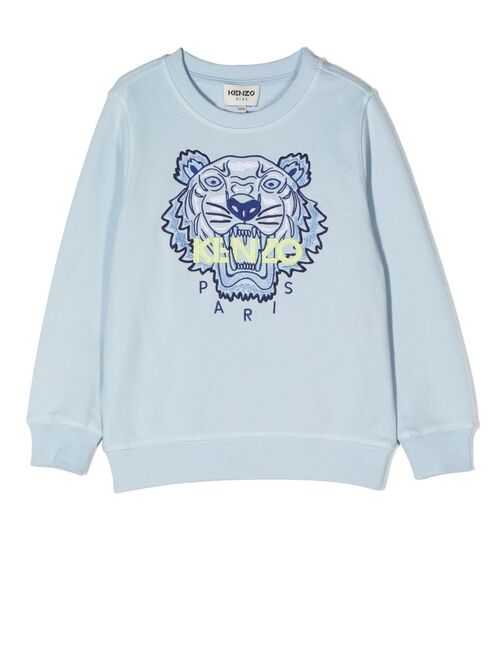 Kenzo Kids Tiger Head-print crew neck sweatshirt