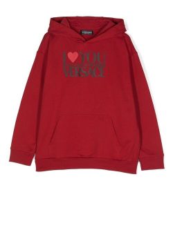 Kids cotton slogan-print hoodie