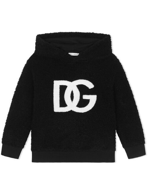 Dolce & Gabbana Kids flocked-logo long-sleeved hoodie
