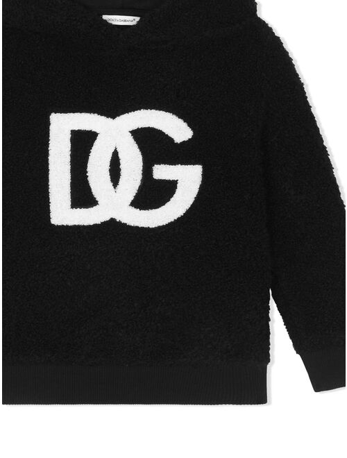 Dolce & Gabbana Kids flocked-logo long-sleeved hoodie
