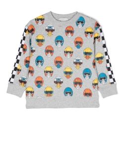 Kids helmet-print cotton sweatshirt
