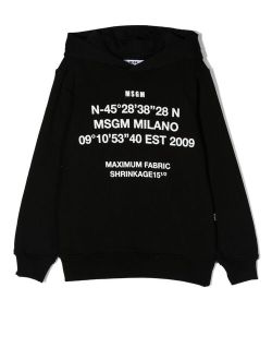 Kids cotton text-print hoodie