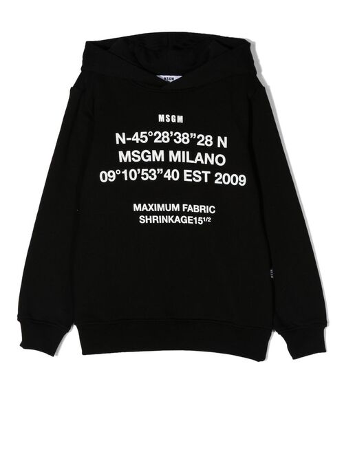 MSGM Kids cotton text-print hoodie
