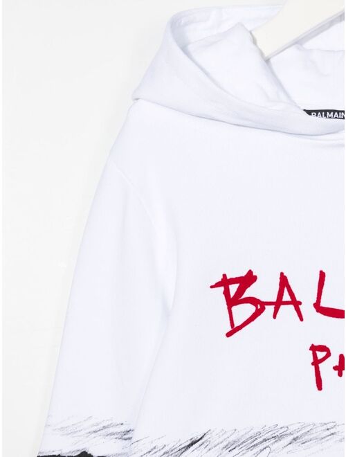 Balmain Kids logo-print hoodie