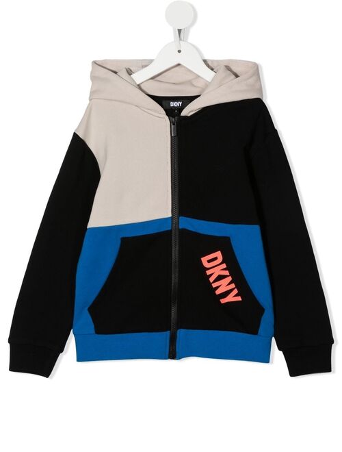 Dkny Kids colour-block cotton hoodie