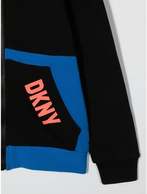 Dkny Kids colour-block cotton hoodie
