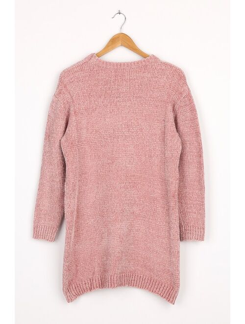 Lulus Sunday Afternoon Dusty Pink Chenille Knit Sweater Dress