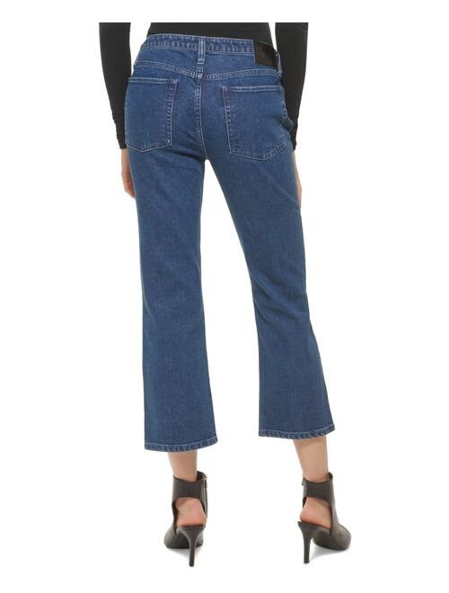 DKNY JEANS Women's High-Rise Cropped Kick-Flare Jeans
