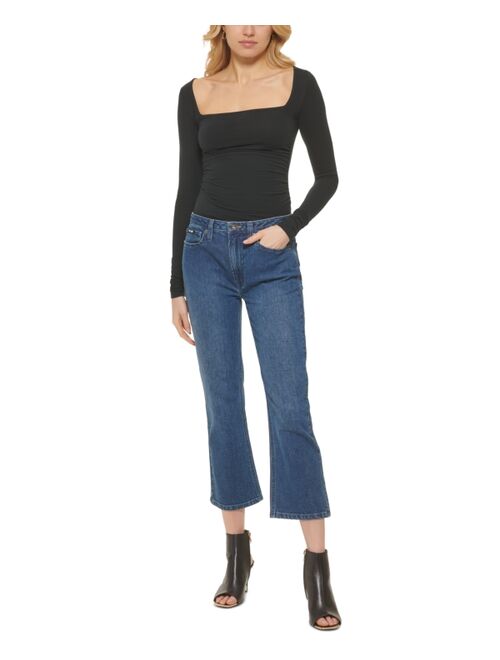 DKNY JEANS Women's High-Rise Cropped Kick-Flare Jeans