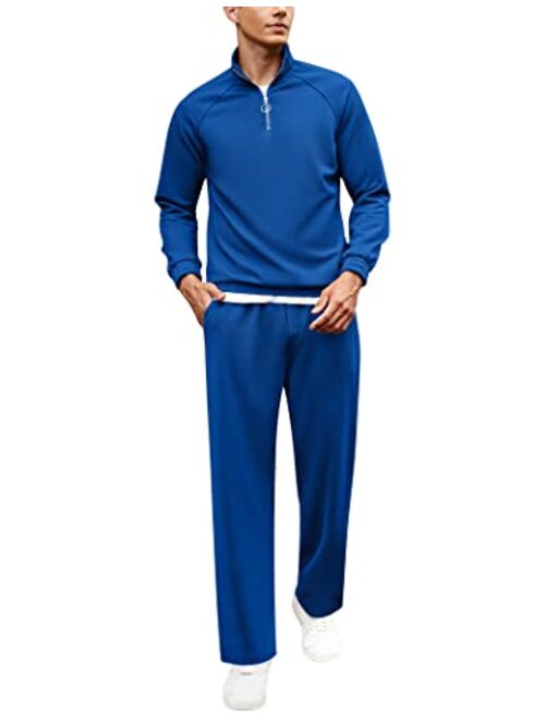 COOFANDY Men's Tracksuit 2 Piece Relaxed Fit Half-zip Sweatsuits Athletic Running Jogging Suit Sets