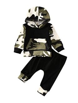 Ma&Baby Infant Baby Boys Camouflage Hoodie Tops +Long Pants Outfits Set Clothes 0-3Y