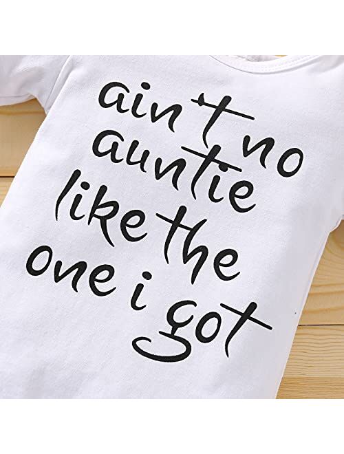 Ma&Baby Aint No Auntie Like The One I Get Baby Boy Clothes Auntie Saying Letter Print Long Sleeve Romper Pants Hats