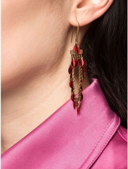 leaf charm-embellished earrings
