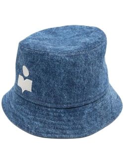 logo-print denim bucket hat