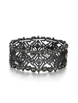 BriLove Women's Wedding Bridal Crystal Cluster Tennis Stretch Bracelet