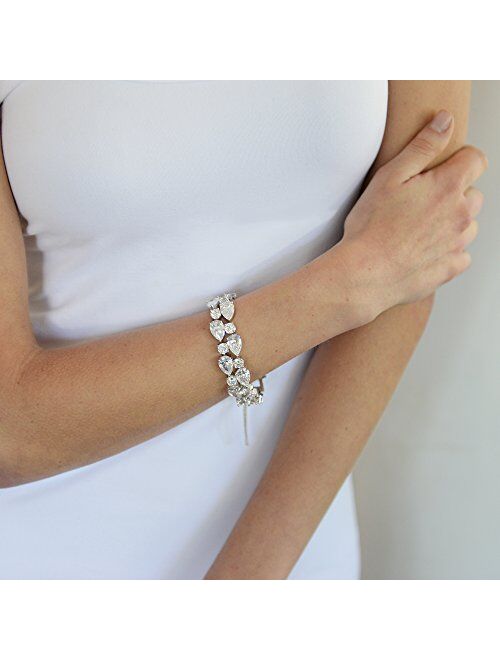 Mariell Silver Petite Length 6 1/2" Wedding Bracelet with Bold CZ Mosaic for Brides and Bridesmaids
