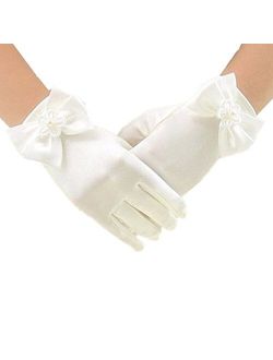 DreamHigh Wedding Flower Girl's Stretch Satin Dress Gloves