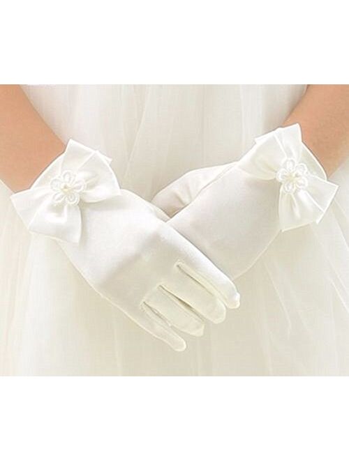 DreamHigh Wedding Flower Girl's Stretch Satin Dress Gloves