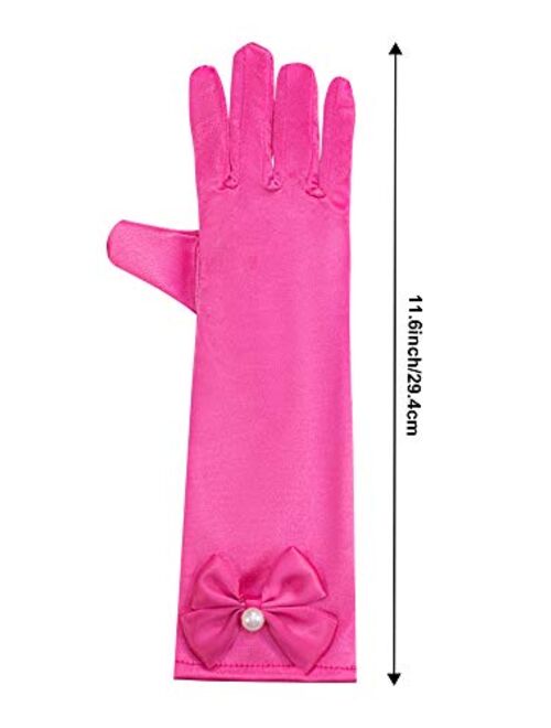 Zhanmai 6 Pairs Satin Gloves Princess Dress Up Bows Gloves Long Formal Gloves for Party