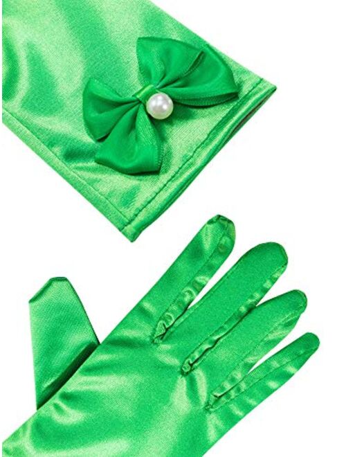 Zhanmai 6 Pairs Satin Gloves Princess Dress Up Bows Gloves Long Formal Gloves for Party