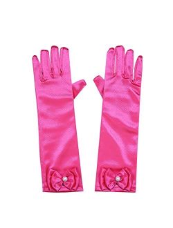 BFELYCPO Little Girls Party Gloves 11.5 Long Elbow Length Gloves for Wedding,Costume Party,Princess Cosplay