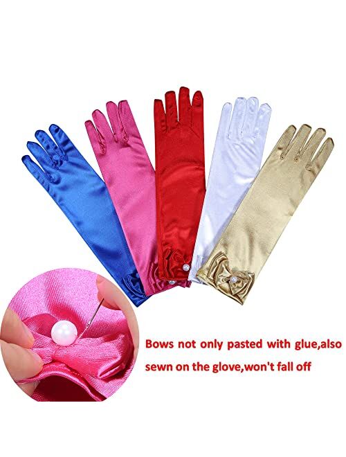 BFELYCPO Little Girls Party Gloves 11.5 Long Elbow Length Gloves for Wedding,Costume Party,Princess Cosplay