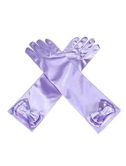 Lusiyu Girl Solid Color Long Elbow Length Formal Pageant Glove