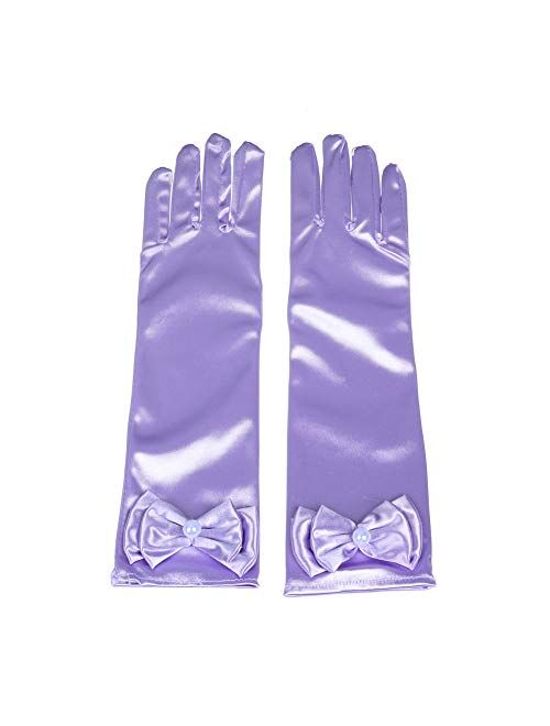 Lusiyu Girl Solid Color Long Elbow Length Formal Pageant Glove