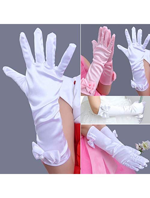 Joy Join Little Girls Princess Gloves(Solid Color Long Elbow Length) For Birthday,Wedding,Holiday,Costume Party