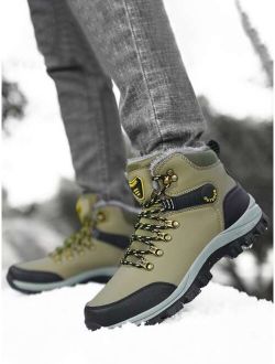 Men Letter Graphic Lace-up Front Thermal Lined Snow Boots