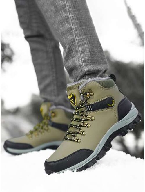 Shein Men Letter Graphic Lace-up Front Thermal Lined Snow Boots
