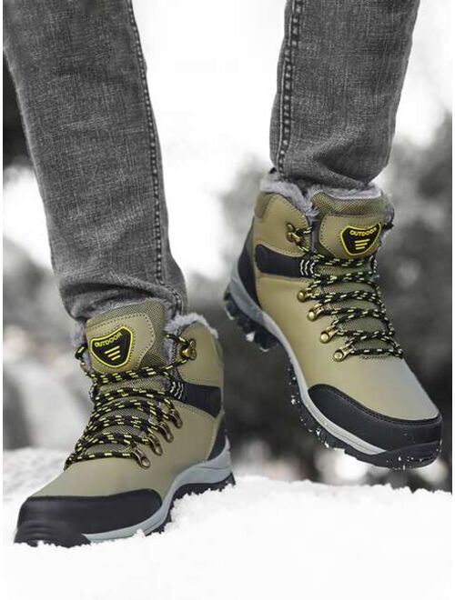 Shein Men Letter Graphic Lace-up Front Thermal Lined Snow Boots