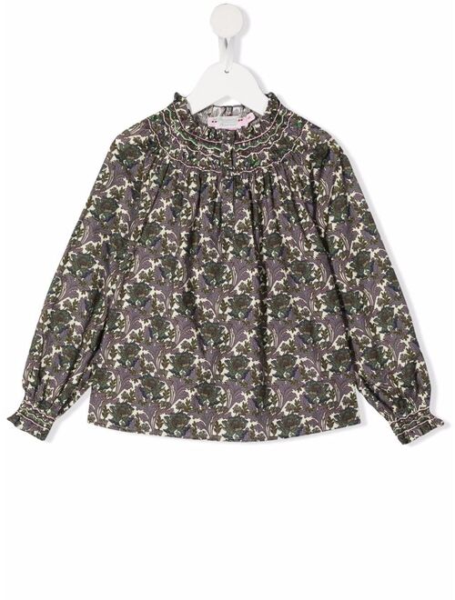Bonpoint floral-print smocked blouse