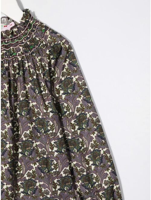 Bonpoint floral-print smocked blouse