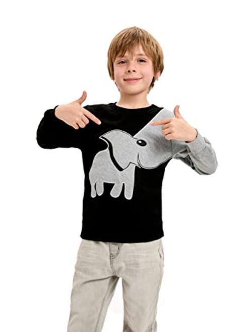 Cm-Kid Boys Sweatshirts Elephant Pullover T-Shirts Toddler Cotton Cute Tops Tee Long Sleeve Outdoor Outfit