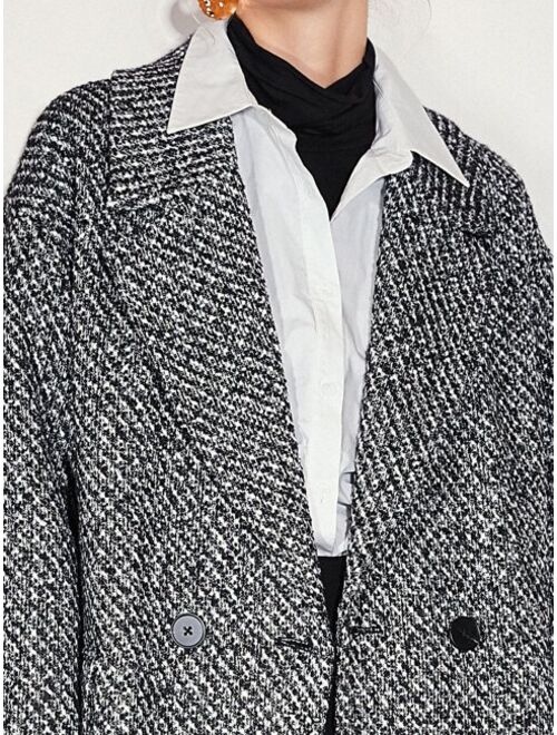 MOTF Premium Tweed Double Breasted Overcoat