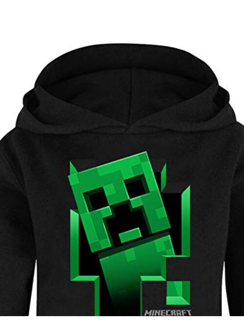 Minecraft Hoodie Boys Kids Gamer Black Creeper Inside Hooded Jumper