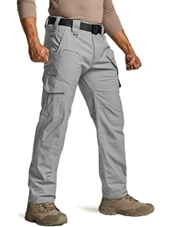 Men's Flex Ripstop Tactical Pants, Water Resistant Stretch Cargo Pants, Lightweight EDC Hiking Work Pants