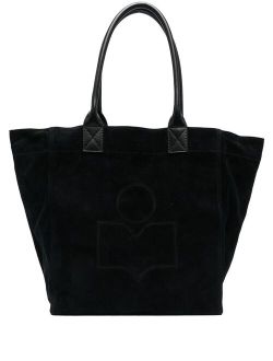 logo-embroidered suede tote bag