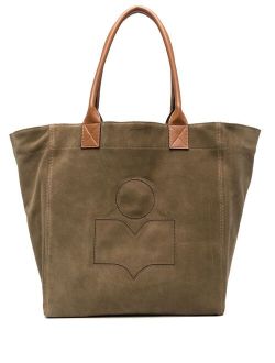 logo-embroidered suede tote bag